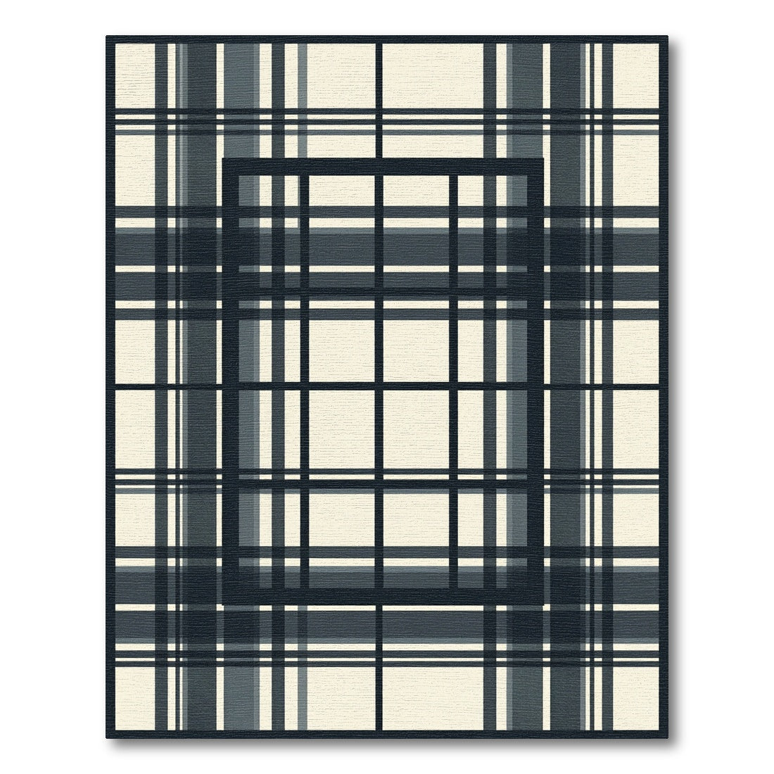 Classic Navy Cream Plaid Window Rug