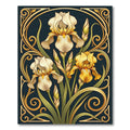 Art Nouveau Golden Iris Floral Scroll Rug