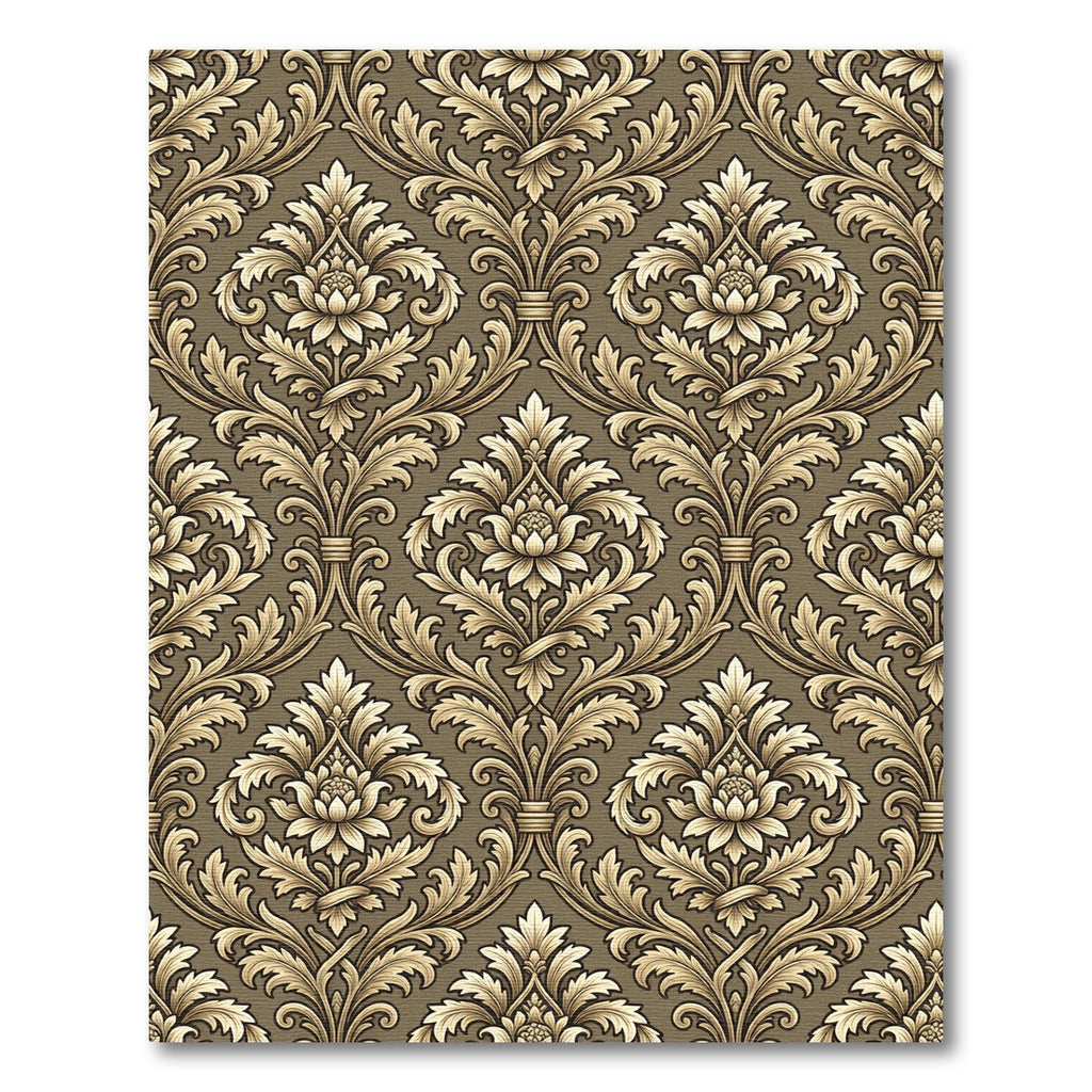 Antique Gold Damask Floral Medallion Rug