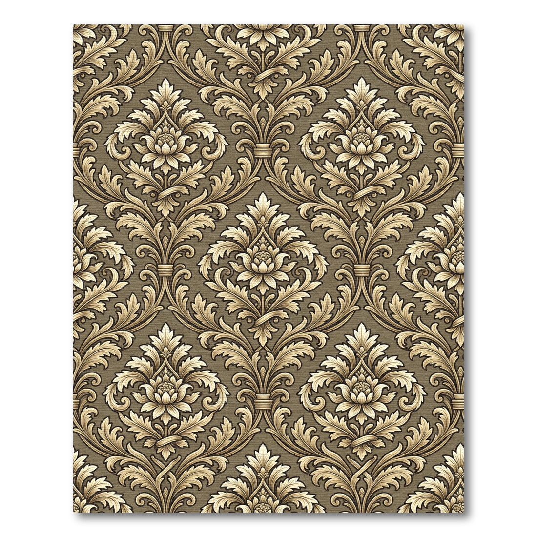 Antique Gold Damask Floral Medallion Rug