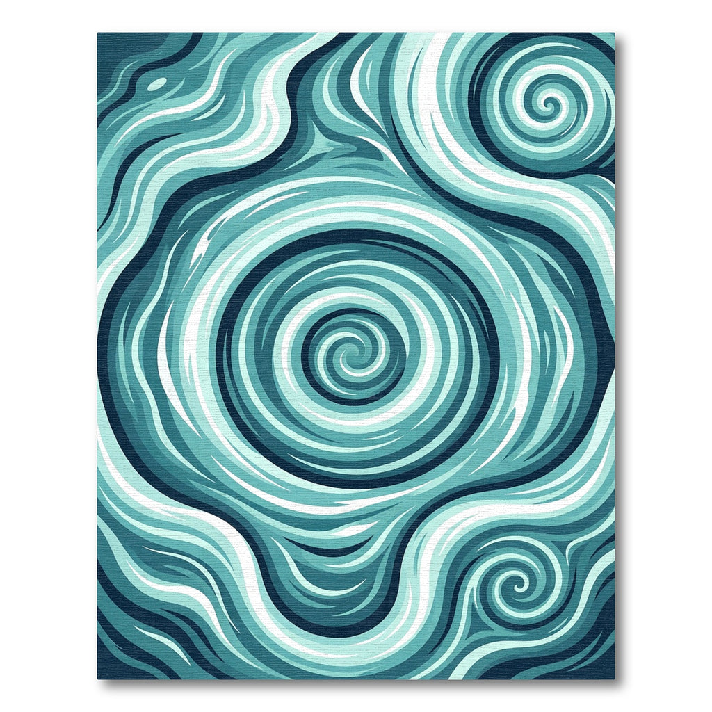 Deep Cyan Abstract Swirl Wave Surface Rug