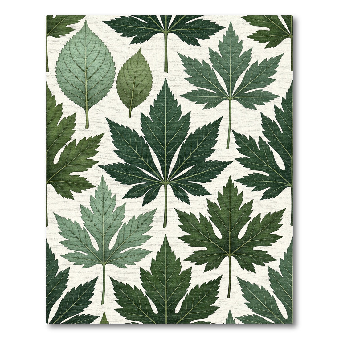 Lush Emerald Botanical Forest Leaf Rug