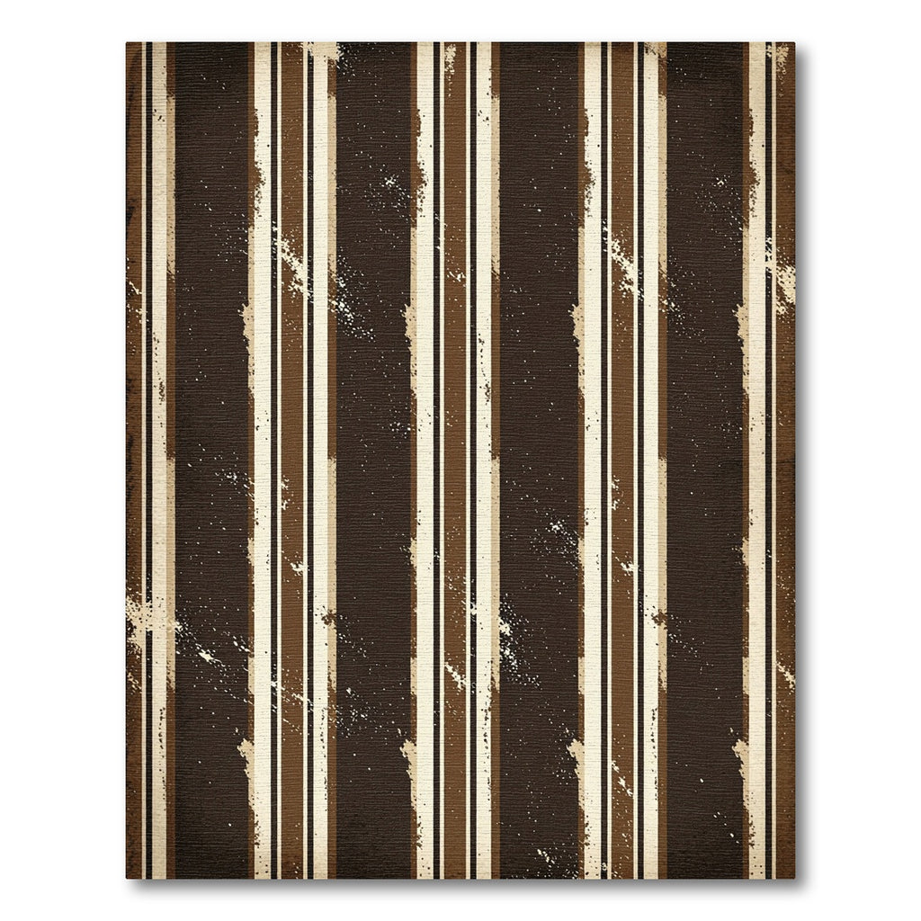 Rustic Brown Cream Distressed Stripe Rug