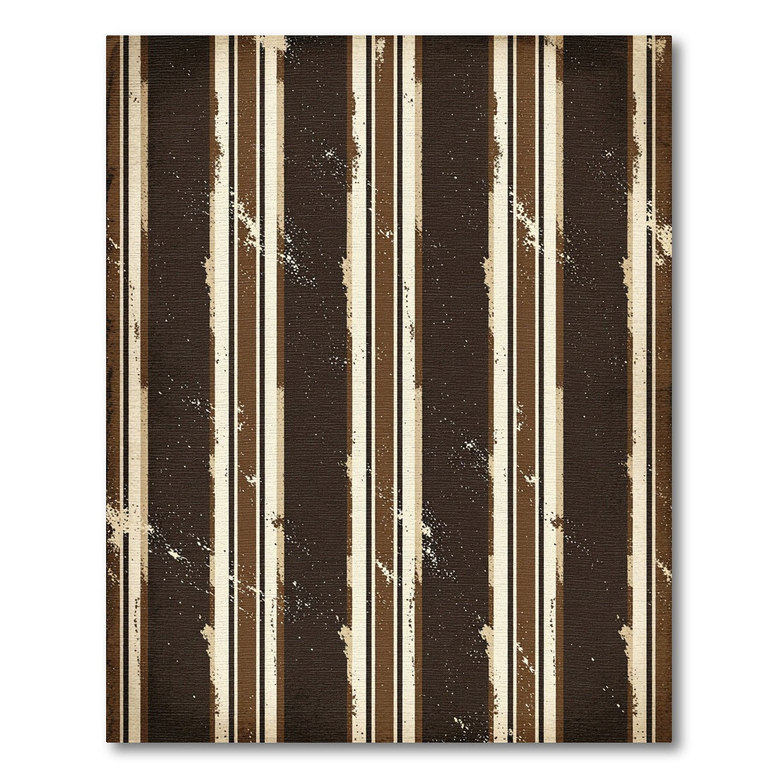 Rustic Brown Cream Distressed Stripe Rug