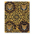 Bold Golden Leopard Floral Medallion Rug
