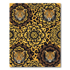 Bold Golden Leopard Floral Medallion Rug