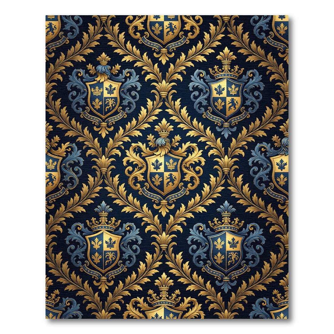 Royal Gothic Gold Blue Crest Rug