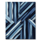 Deep Blue Brushstroke Stripe Composition Rug