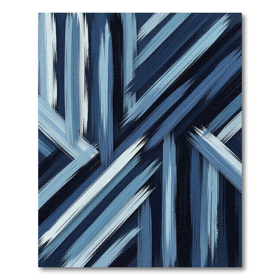 Deep Blue Brushstroke Stripe Composition Rug