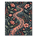 Whimsical Peach Floral Garden Path Rug