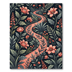 Whimsical Peach Floral Garden Path Rug