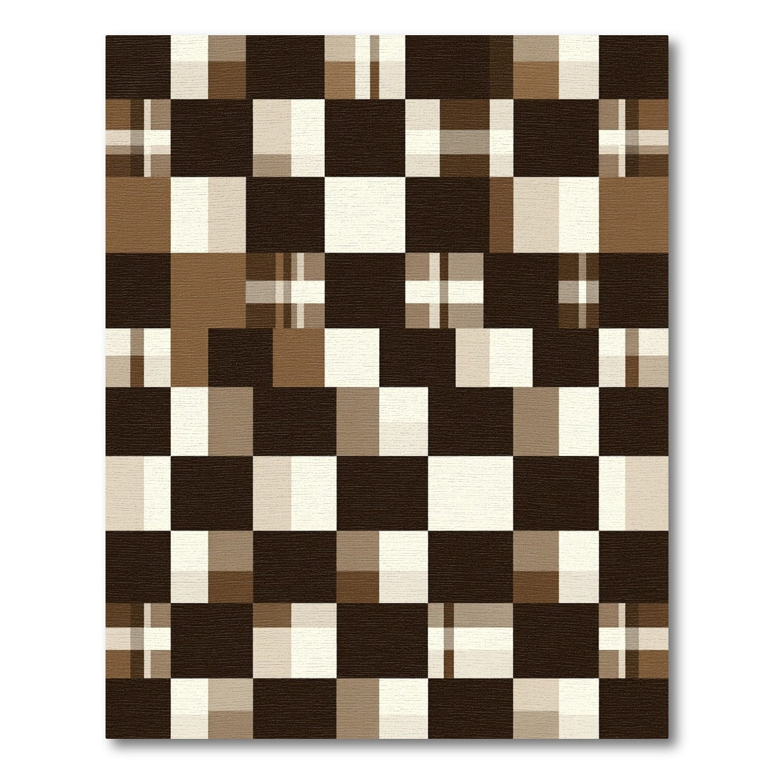 Modern Earthy Brown Geometric Block Rug