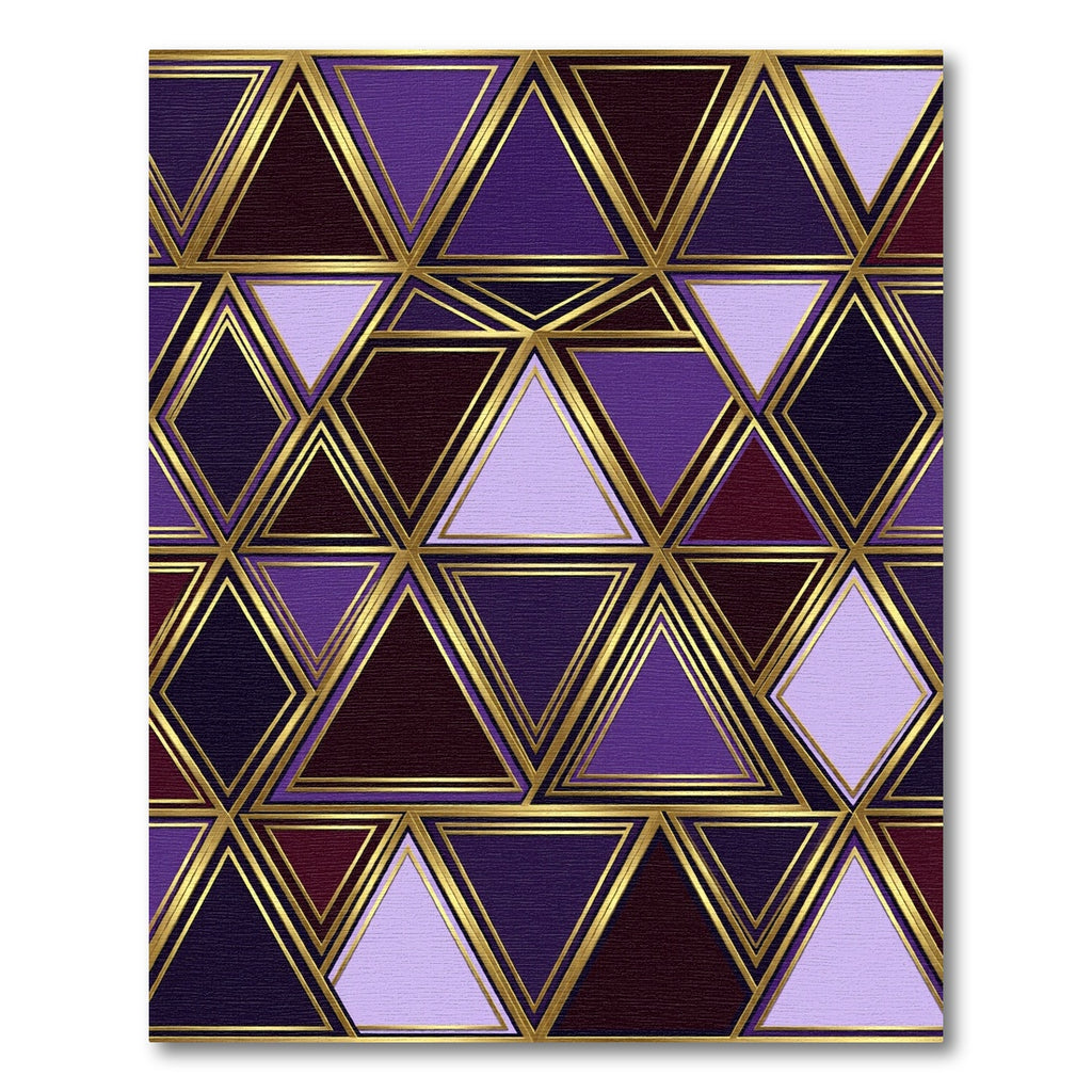 Royal Purple Gold Geometric Triangles Rug