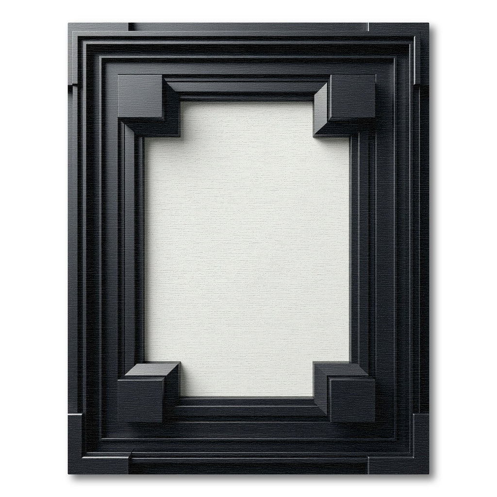 Geometric Dark Frame Relief Rug