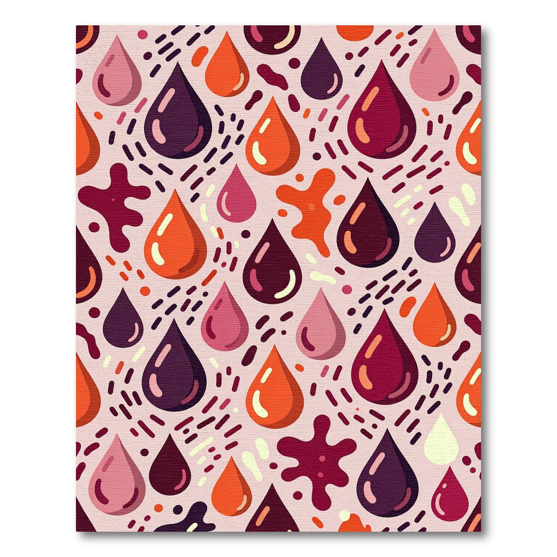 Crimson Burgundy Orange Drops Splash Rug