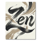 Minimalist Black and Beige Zen Calligraphy Rug