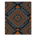 Bold Orange Gray Geometric Tribal Diamond Rug