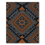 Bold Orange Gray Geometric Tribal Diamond Rug