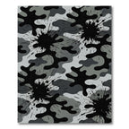 Monochrome Grayscale Ink Splatter Camouflage Rug