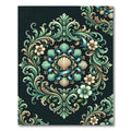 Elegant Mint Shell Swirl Damask Floral Rug