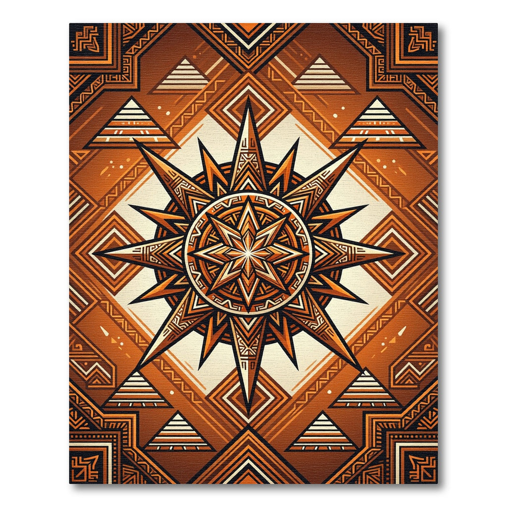 Geometric Amber Sunburst Star Tapestry Rug