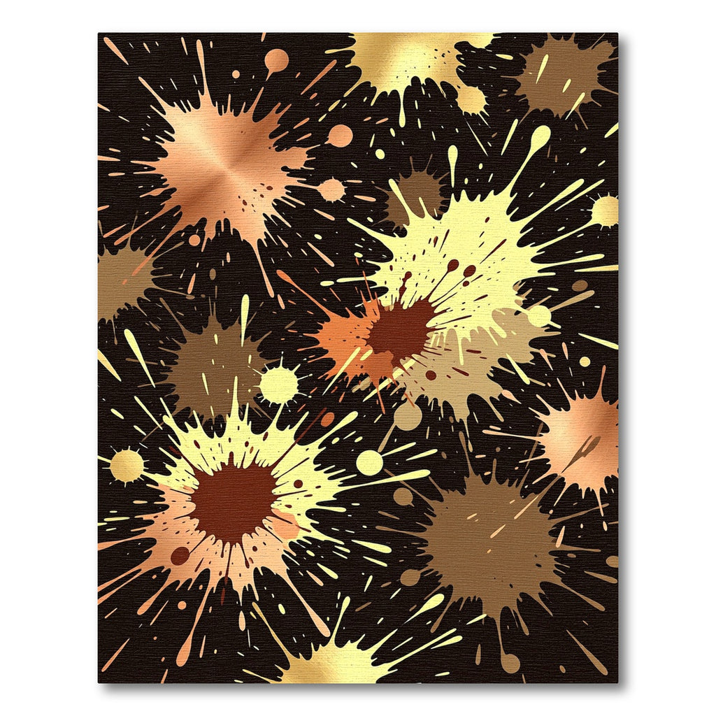 Metallic Bronze and Gold Ink Splash Rug
