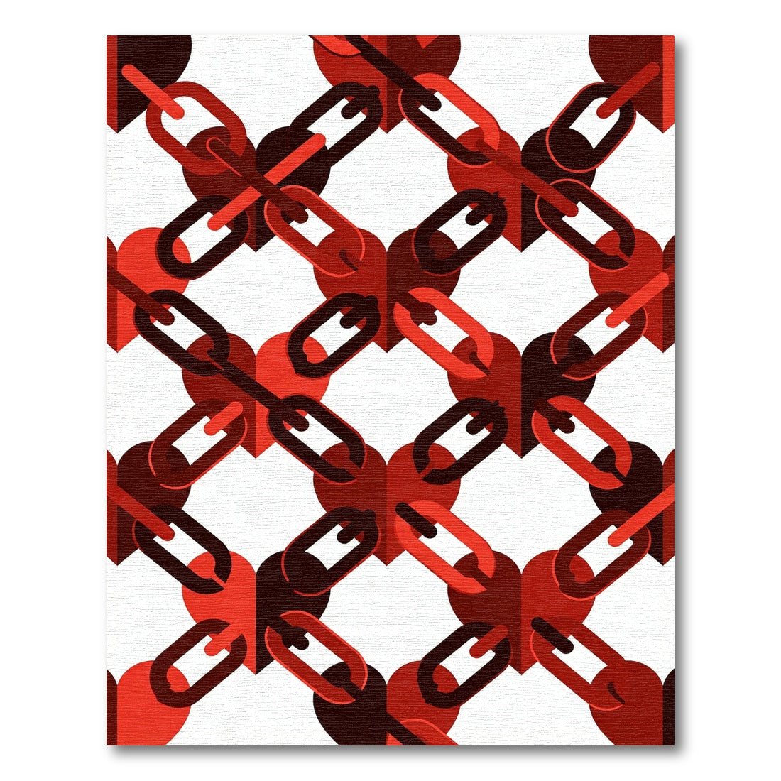 Interlocking Crimson Heart Chain Lattice Rug