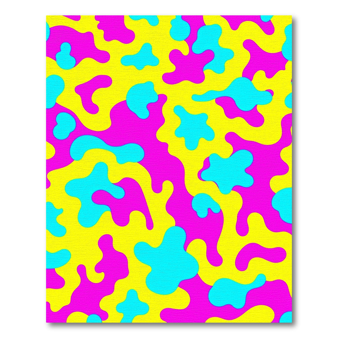 Vibrant Pink Yellow Blue Camo Rug