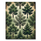 Vintage Evergreen Pine Forest Foliage Rug
