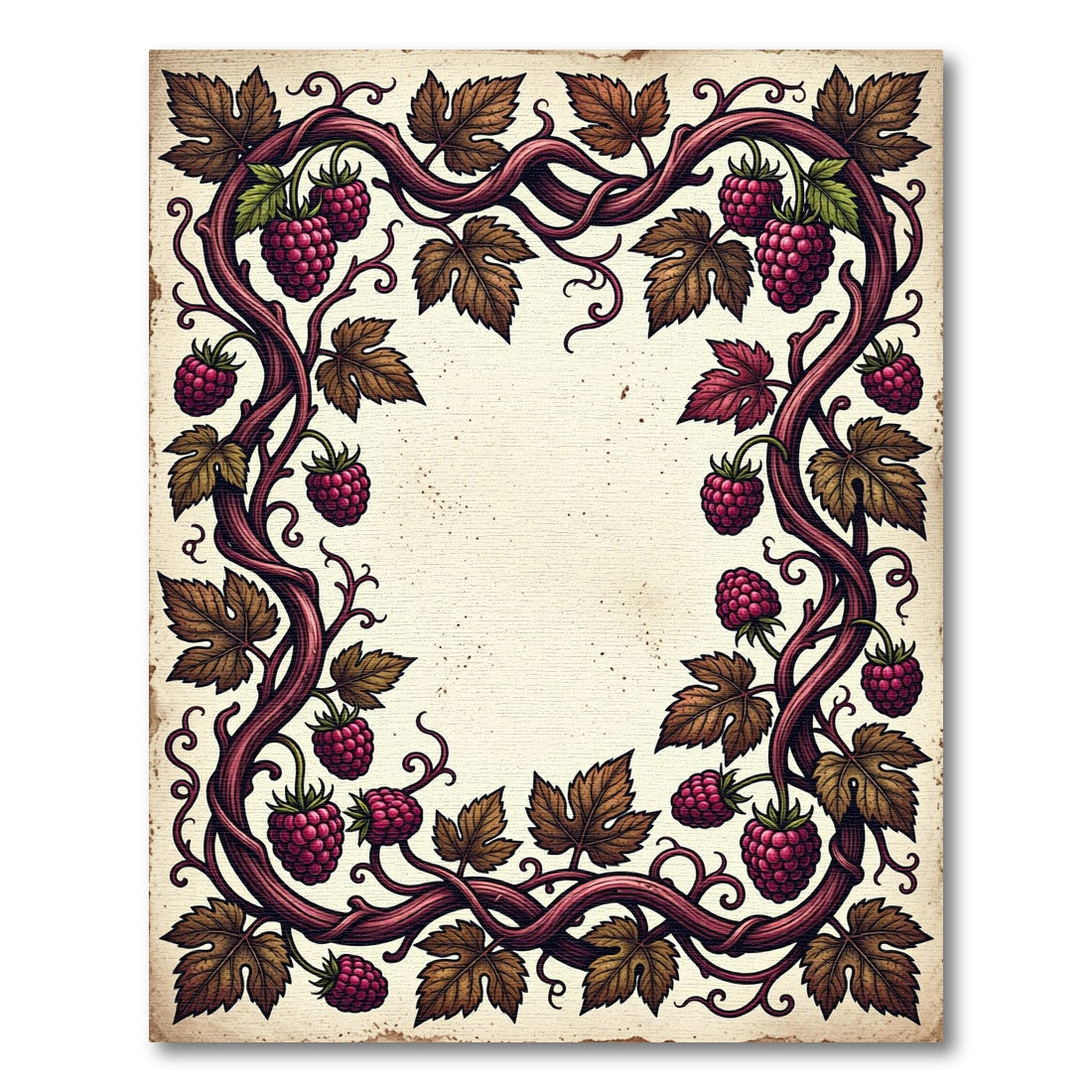 Vibrant Raspberry Vine Foliage Rug