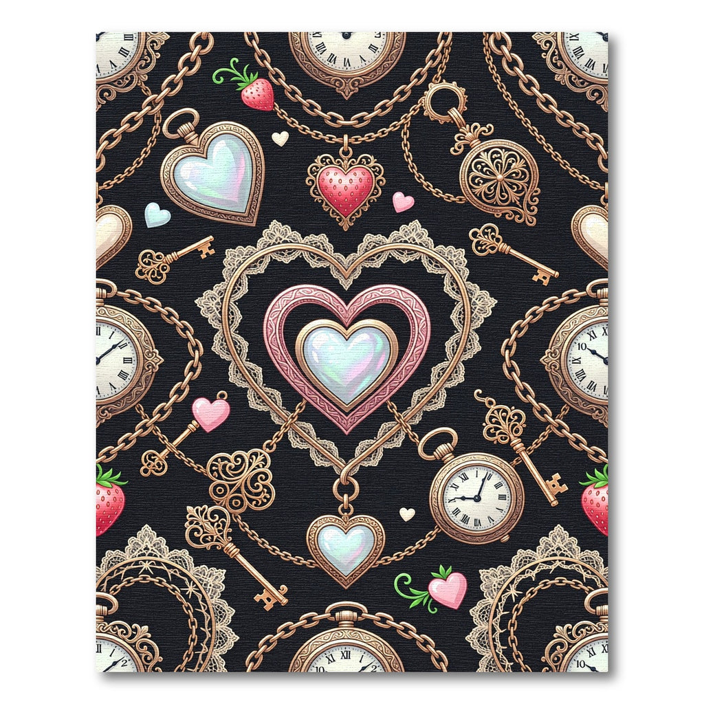 Whimsical Heart Lace Chain Strawberry Watch Rug