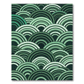 Green Gradient Arching Waves Rug