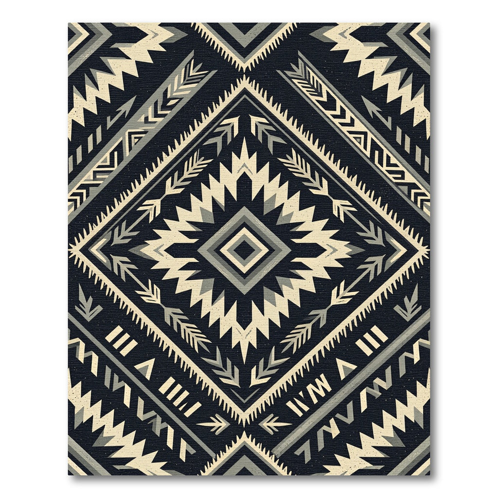 Monochrome Southwestern Geometric Diamond Rug