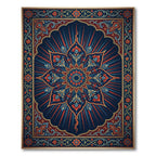 Ornate Blue Red Floral Radiating Medallion Rug