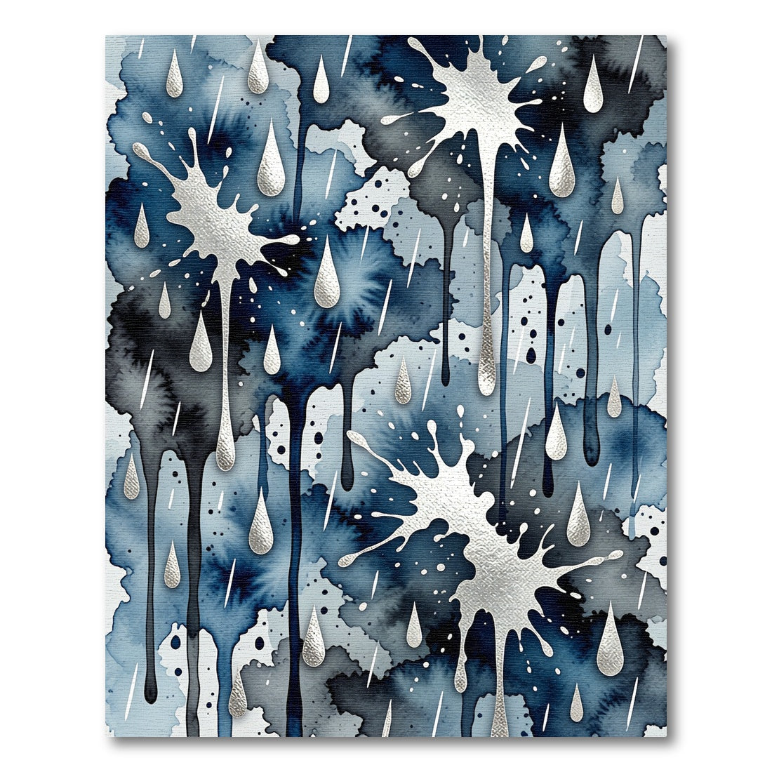 Deep Blue Watercolor Drops Splash Rug