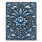 Azure Blossom Scroll Foliage Rug