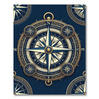Navy Golden Nautical Compass Floor Art Rug