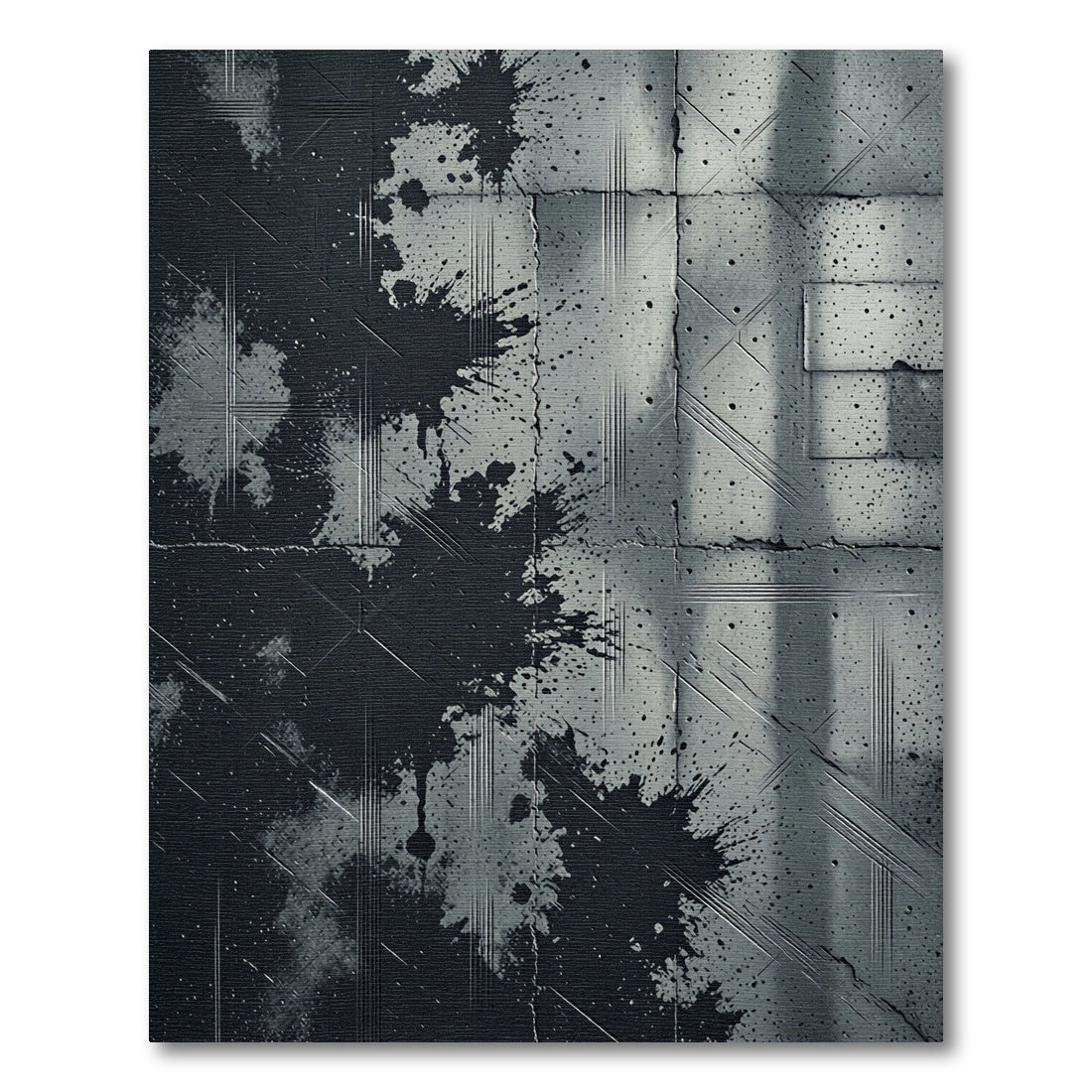 Monochrome Abstract Concrete Splatter Rug