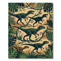 Dark Green Jungle Raptor Leaf Art Rug