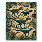 Dark Green Jungle Raptor Leaf Art Rug