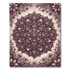 Ornate Dusty Rose Floral Mandala Rug
