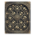 Ornate Gold Rose Damask Black Medallion Rug