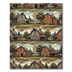 Rustic Autumn Farmhouse Barn Landscape Rug