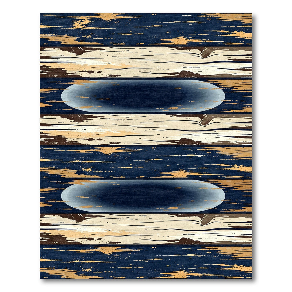 Rustic Navy and Cream Striped Ellipse Rug