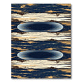 Rustic Navy and Cream Striped Ellipse Rug