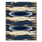 Rustic Navy and Cream Striped Ellipse Rug