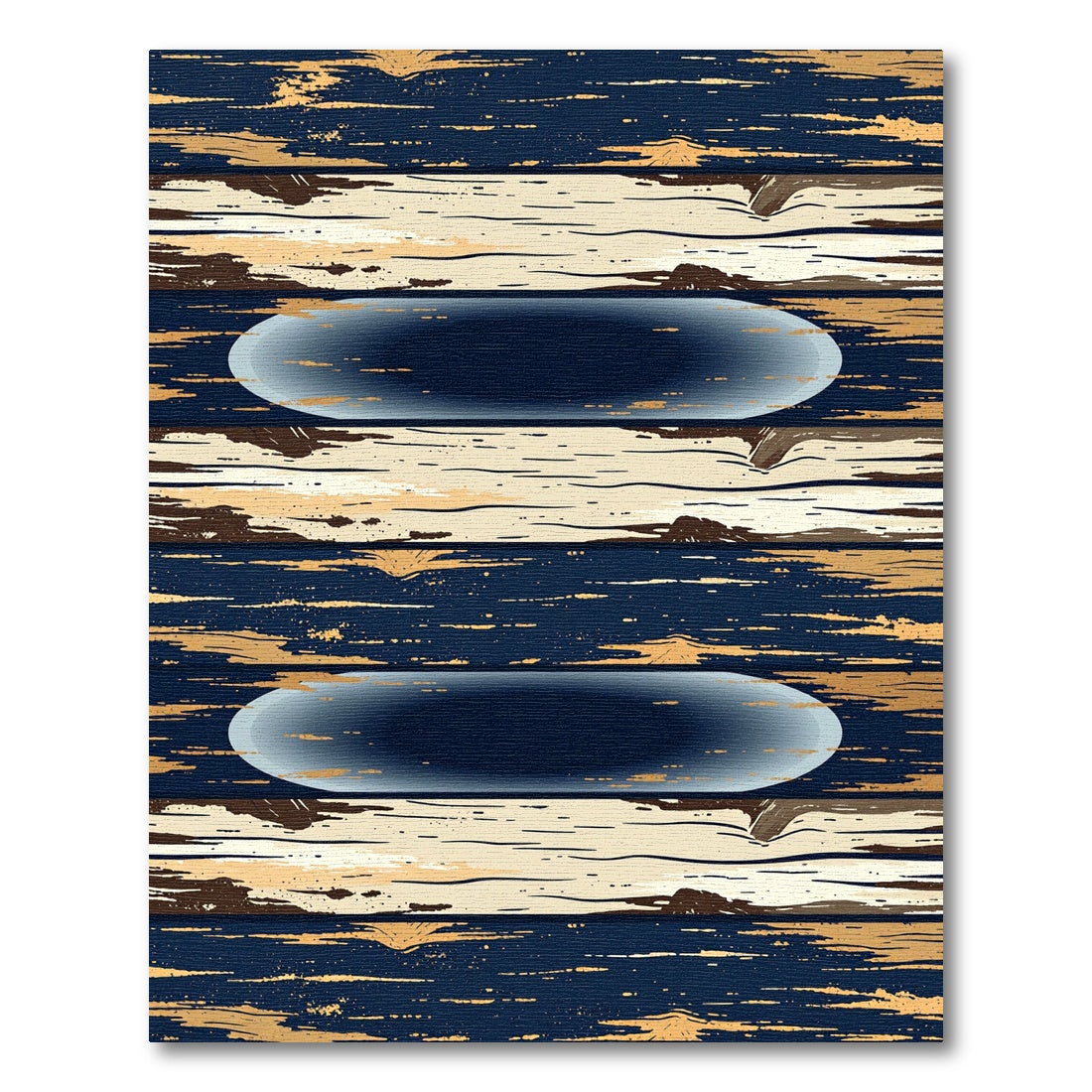 Rustic Navy and Cream Striped Ellipse Rug
