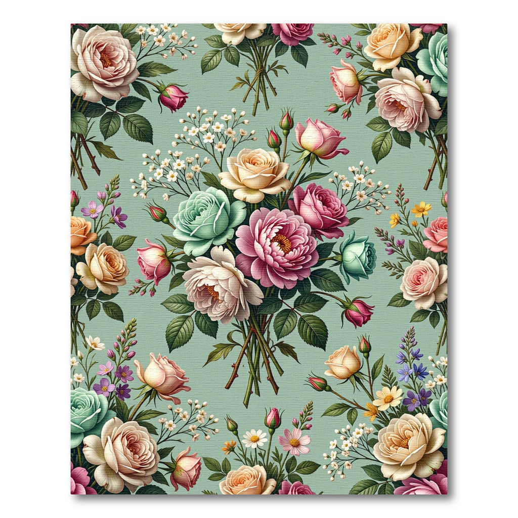 Vintage Pastel Rose Bouquet Collection Rug