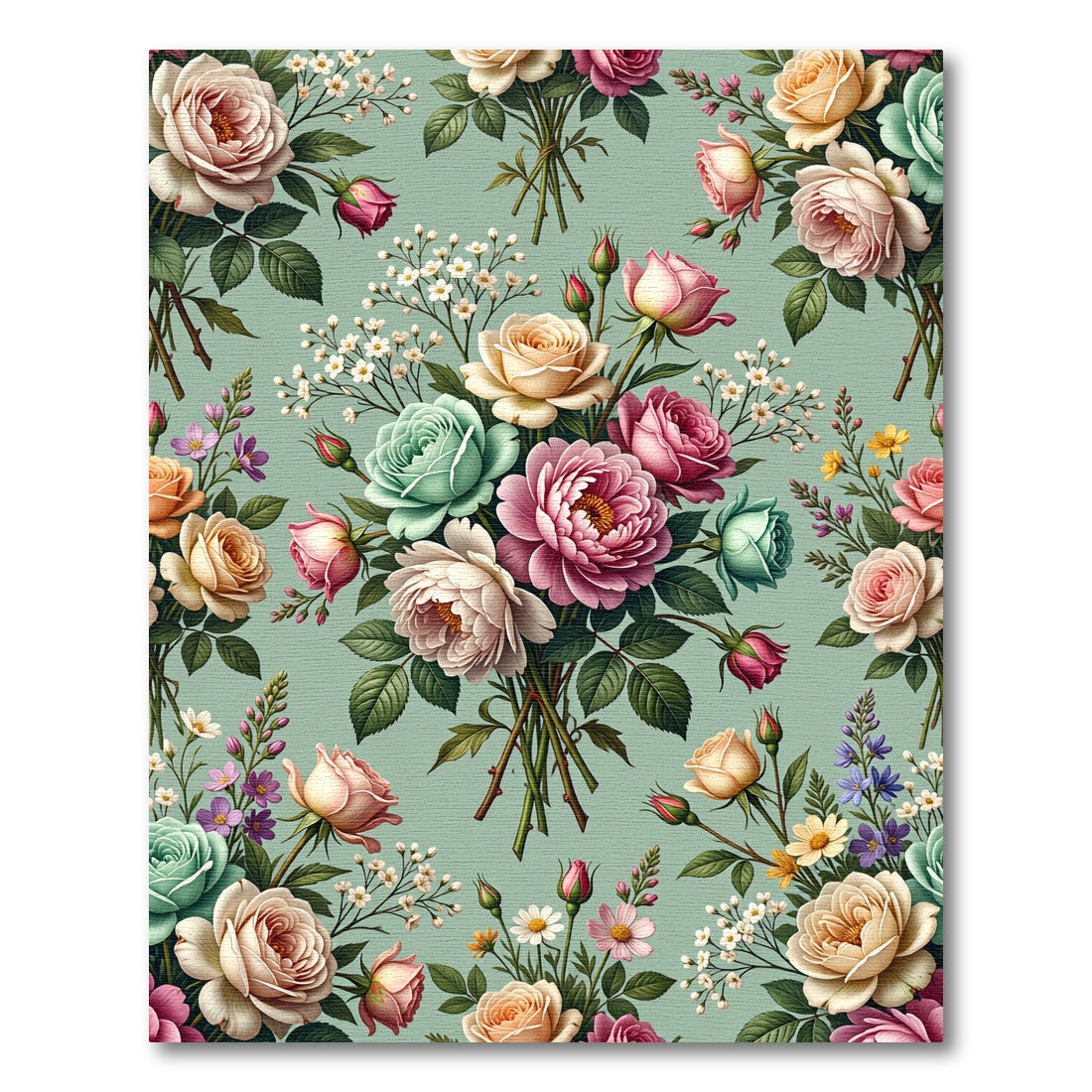 Vintage Pastel Rose Bouquet Collection Rug