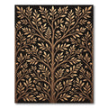 Golden Floral Tree Branch Arrangement Rug